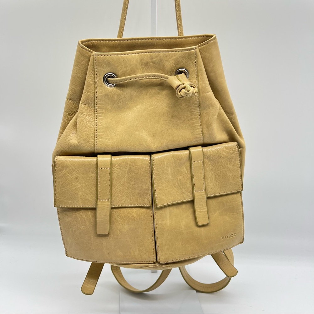 Volée Drawstring Backpack Yellow/Tan Beige - Picture 1 of 14